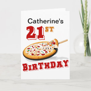 21:a födelsedagen Pizza Party Kort