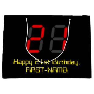 21:a födelsedagen: Red Digital Clock Stil "21" + N