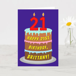 21:a födelsedagen: Roligt Cake and Candles + Custo Kort
