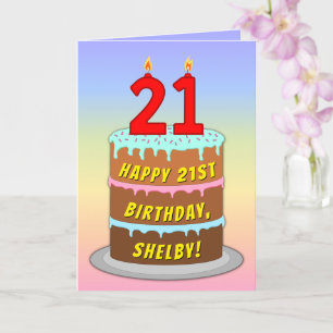 21:a födelsedagen - Roligt Cake & Candles, med ege Kort
