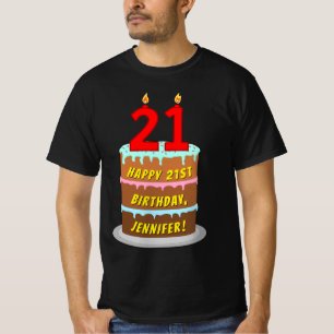 21:a födelsedagen - Roligt Cake & Candles, med ege T Shirt