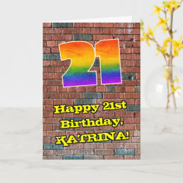 21:a födelsedagen: Roligt Graffiti-Inspired Rainbo Kort