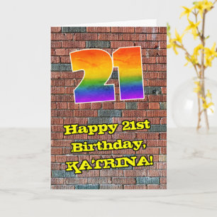 21:a födelsedagen: Roligt Graffiti-Inspired Rainbo Kort