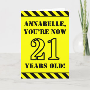 21:a födelsedagen: Roligt Stencil Stil Text, eget  Kort