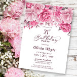 21:a födelsedagen Rosa ros Blommigt Party Inbjudningar<br><div class="desc">Inbjudan dina vänner och nära vänner till din 21:a födelsedag party med den här eleganten rosa ros blommigt födelsedag.</div>