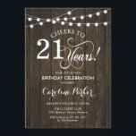 21:a födelsedagen - Rustic Wood Mönster Inbjudningar<br><div class="desc">Rustic 21:a födelsedagsinbjudan Rustic enkel design med mörk brun trä mönster och ljus med mejeristräng. Teckensnitt för funktionsskript. Skål till 21 år! Kan vara personlig i vilken ålder som helst! Berätta om du behöver anpassa dig ytterligare.</div>