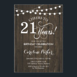 21:a födelsedagen - Rustic Wood Mönster Inbjudningar<br><div class="desc">Rustic 21:a födelsedagsinbjudan Rustic enkel design med mörk brun trä mönster och ljus med mejeristräng. Teckensnitt för funktionsskript. Skål till 21 år! Kan vara personlig i vilken ålder som helst! Berätta om du behöver anpassa dig ytterligare.</div>