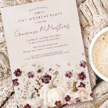 21:a födelsedagen Surprise Party Pumpkin Wildblomm Inbjudningar<br><div class="desc">Pumpor kapslas in i känsliga burgundrött och vita blommor för att skapa en elegant estetisk. Hela texten är redigerbar så att du enkelt kan tränga in i ditt eget speciella humör.</div>
