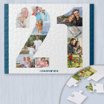 21:a födelsedagens fotokollage nummer 21 Keepsaké Pussel<br><div class="desc">Skapa ett eget fotopussel för en unik 21-dagarspresent. Med 10 anpassningsbars foton kan fotopusslet vara ytterligare personlig med ett meddelande från namn och/eller kort. Numret 21-fotokollage har en mängd olika landskaps-, kvadratisk- och porträtt-foton, vilket ge dig mycket flexibel när du placerar dina favoritfoton. Fotopussel är underbar roligt att ha och...</div>