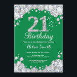 21:a födelsedagens Grönt och Silver Diamond Inbjudningar<br><div class="desc">21:a födelsedagsinbjudan. Grönt och Silver Rhinestone Diamond. Elegant Birthday Bash inbjudan. Vuxen Birthday. Kvinnor på födelsedagen. Manar födelsedag. Om du vill göra ytterligare anpassningar klickar du på knappen "Anpassa" och användor verktyg som är utformat för att ändra mallen.</div>