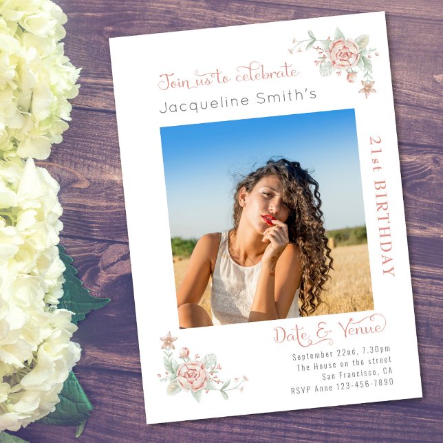 21:a födelsedagens Rosa Inbjudningar (Skapare uppladdad)