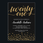 21:a födelsedagets moderna svarta Guld-konfetti-sk Inbjudningar<br><div class="desc">Modern Black Guld Confetti gör 21:a födelsedagsinbjudan. Designen har "21:a" i ett modernt elegant-skript och guld-konfetti pekar ut. Om du vill anpassa texten "tjugoen" till en annan ålder kan du gärna skicka e-post till oss på panggadesigns@gmail.com.</div>