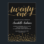 21:a födelsedagets moderna svarta Guld-konfetti-sk Inbjudningar<br><div class="desc">Modern Black Guld Confetti gör 21:a födelsedagsinbjudan. Designen har "21:a" i ett modernt elegant-skript och guld-konfetti pekar ut. Om du vill anpassa texten "tjugoen" till en annan ålder kan du gärna skicka e-post till oss på panggadesigns@gmail.com.</div>