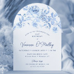 21:a födelsedagsformen Party Blue Blommigt Arch Sh Inbjudningar<br><div class="desc">Elegant Dammussla blå ro-blommigt 21:a födelsedag,  bågforminbjudan.</div>