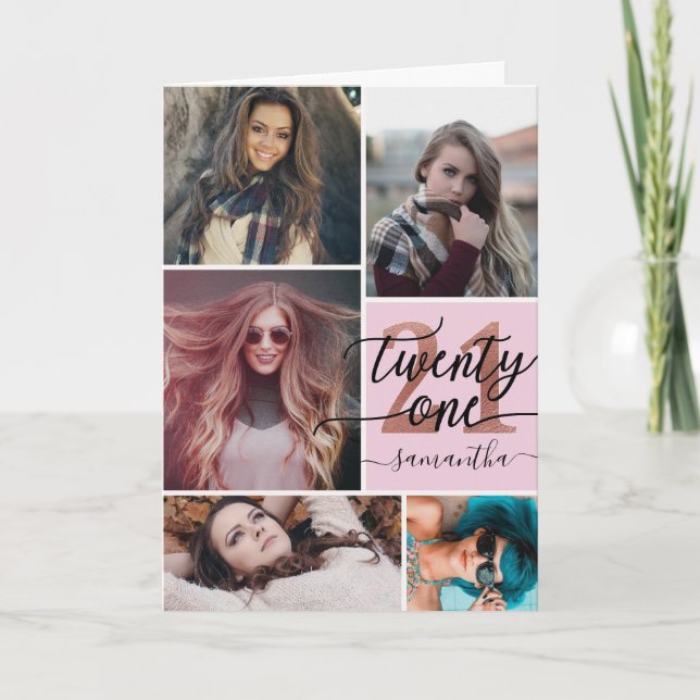 21:a födelsedagsfoto-kort med Chic Kort (Framsida)