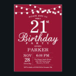 21:a födelsedagsinbjudan Burgundy Red Inbjudningar<br><div class="desc">21:a födelsedagsinbjudan med String Ljus. Burgundy Red Background. 13:e 15:e 16:e 18:e 20:e 30:e 40:e 60:e 70:e 80:e 90:e 100:e,  oavsett ålder. Om du vill göra ytterligare anpassningar klickar du på knappen "Anpassa" och användor verktyg som är utformat för att ändra mallen.</div>