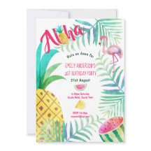 21:a födelsedagsinbjudan för tropisk ananas Flamin