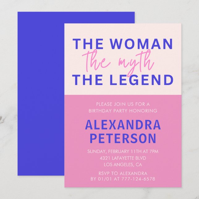 21:a födelsedagsinbjudan Funny Woman Myth Legend Inbjudningar (Fram/baksida)