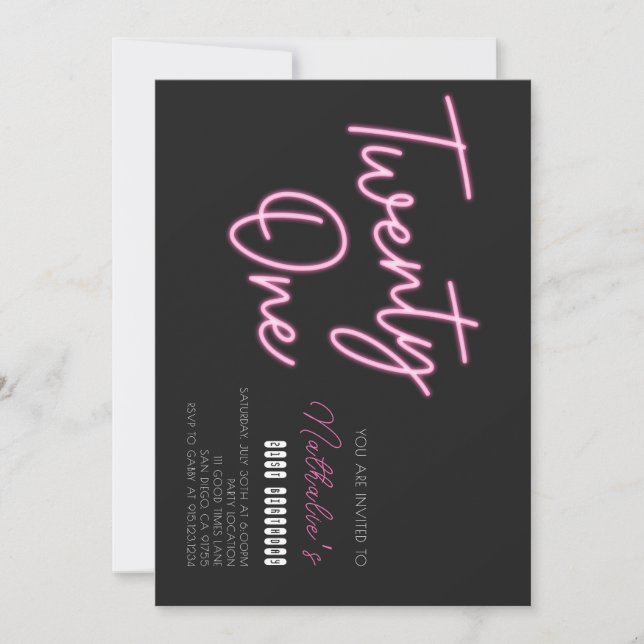 21:a födelsedagsinbjudan inbjudningar (Framsida)