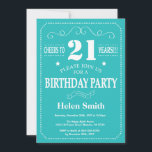 21:a födelsedagsinbjudan, kalk och vit inbjudningar<br><div class="desc">21:a födelsedagsinbjudan Inbjudan Teal and White Typography. Teal and White Background. Vuxen födelsedag. Manliga Manar eller Kvinnor födelsedag. Barnpojke eller Dam Tonåring tonårsdagen Inbjudan. 13:e 15:e 16:e 18:e 20:e 30:e 40:e 60:e 70:e 80:e 90:e 100:e. Vilken ålder som helst. Om du vill göra ytterligare anpassningar klickar du på knappen Anpassa...</div>
