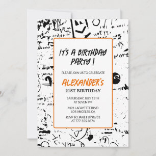 21:a födelsedagsinbjudan Manar Graffiti Party Pain Inbjudningar