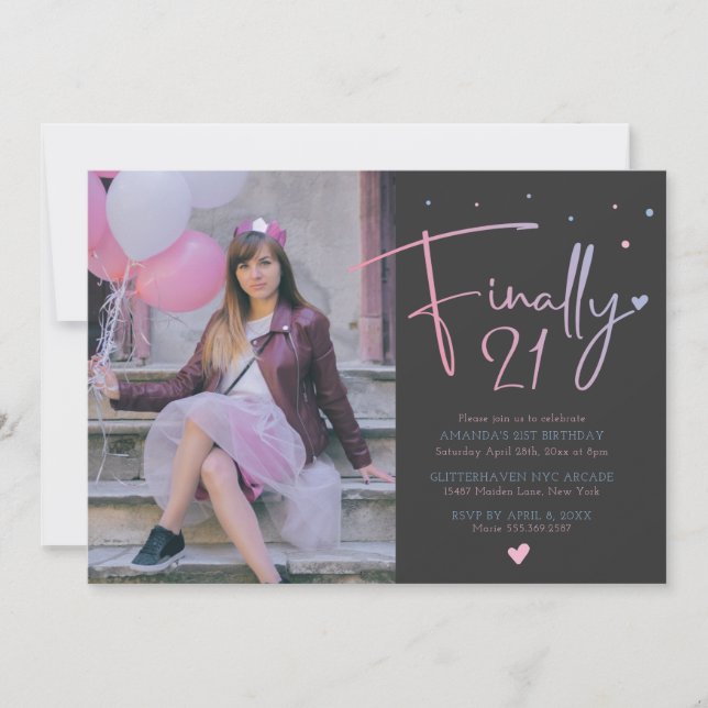 21:a födelsedagsinbjudan med foto inbjudningar (Framsida)