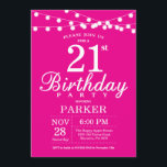 21:a födelsedagsinbjudan Shock rosa Inbjudningar<br><div class="desc">21:a födelsedagsinbjudan med String Ljus. Shock rosa bakgrund. Female Dam Elegant Bday Inbjudan. 13:e 15:e 16:e 18:e 20:e 30:e 40:e 60:e 70:e 80:e 90:e 100:e,  oavsett ålder.
Om du vill göra ytterligare anpassningar klickar du på knappen Anpassa och användor verktygen som är utformat för att ändra mallen.</div>