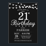 21:a födelsedagsinbjudan Svarta och vita Inbjudningar<br><div class="desc">21:a födelsedagsinbjudan med String Ljus.  Svart bakgrund. Manar eller Female Dam Elegant bday Inbjudan. 13:e 15:e 16:e 18:e 20:e 30:e 40:e 60:e 70:e 80:e 90:e 100:e,  oavsett ålder. Om du vill göra ytterligare anpassningar klickar du på knappen Anpassa och användor verktygen som är utformat för att ändra mallen.</div>