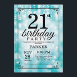 21:a födelsedagsinbjudan Teal Glitter Inbjudningar<br><div class="desc">21:a födelsedagsinbjudan med Teal String Ljus med Teal Glitter-bakgrund. Teal Birthday. Vuxen födelsedag. Manar eller Women Bday Inbjudan. 13:e 15:e 16:e 18:e 20:e 30:e 40:e 60:e 70:e 80:e 90:e 100:e, oavsett ålder. Om du vill göra ytterligare anpassningar klickar du på knappen Anpassa och användor verktygen som är utformat för att...</div>