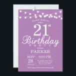 21:a födelsedagsinbjudan till Lila Lavender Lilac Inbjudningar<br><div class="desc">21:a födelsedagsinbjudan med String Ljus. Lila Lavender Lilac Background. Female Dam Elegant Bday Inbjudan. 13:e 15:e 16:e 18:e 20:e 30:e 40:e 60:e 70:e 80:e 90:e 100:e,  oavsett ålder.
Om du vill göra ytterligare anpassningar klickar du på knappen Anpassa och användor verktygen som är utformat för att ändra mallen.</div>