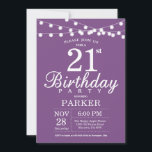 21:a födelsedagsinbjudan till Lila Lavender Lilac Inbjudningar<br><div class="desc">21:a födelsedagsinbjudan med String Ljus. Lila Lavender Lilac Background. Female Dam Elegant Inbjudan. 13:e 15:e 16:e 18:e 20:e 30:e 40:e 60:e 70:e 80:e 90:e 100:e,  oavsett ålder. Om du vill göra ytterligare anpassningar klickar du på knappen "Anpassa" och användor verktyg som är utformat för att ändra mallen.</div>
