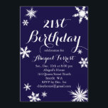 21:a födelsedagsinbjudan till marin vinter inbjudningar<br><div class="desc">En sprinkling av snöflingor dekorerar denna inbjudan på veckans födelsedag,  med en djup blå bakgrund. Om det behövs ytterligare samordnande åtgärder för evenemanget kan du kontakta oss på prettyfancyinvites@gmail.com med din begäran.</div>