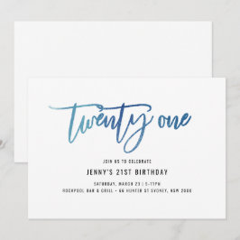 21:a födelsedagsinbjudan till minimalistisk blåfen inbjudningar