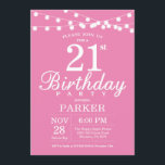 21:a födelsedagsinbjudans Rosa Inbjudningar<br><div class="desc">21:a födelsedagsinbjudan med String Ljus. Rosa Bakgrund. Female Dam Elegant Bday Inbjudan. 13:e 15:e 16:e 18:e 20:e 30:e 40:e 60:e 70:e 80:e 90:e 100:e,  oavsett ålder.
Om du vill göra ytterligare anpassningar klickar du på knappen Anpassa och användor verktygen som är utformat för att ändra mallen.</div>