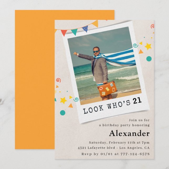 21:a födelsedagsinbjudningar Manar Funny Photo Inbjudningar (Fram/baksida)