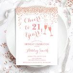 21:a födelsedagsjägare till 21 år Ro White Inbjudningar<br><div class="desc">21:a födelsedagsinbjudan. Skål för 21 år! Elegantens utformning i vitt och ro guld. Innehåller champagneglas,  typsnitt och konfekti. Perfekt för en snyggt födelsedagsfest. Anpassa med dina egna detaljer. Kan anpassas för att visa vilken ålder som helst.</div>