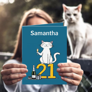 21:a födelsedagskatten firande 21 år tjugoförsta helgkort