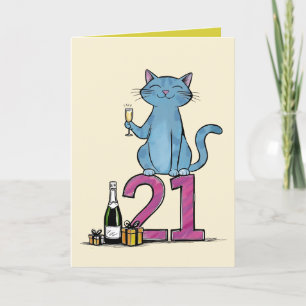 21:a födelsedagskatten firande 21 år tjugoförsta tack kort