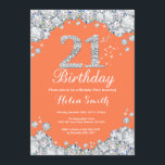 21:a födelsedagskorridoren och Silver Diamond Inbjudningar<br><div class="desc">21:a födelsedagsinbjudan. Coral och Silver Rhinestone Diamond. Elegant Birthday Bash inbjudan. Vuxen Birthday. Kvinnor på födelsedagen. Manar födelsedag. Om du vill göra ytterligare anpassningar klickar du på knappen "Anpassa" och användor verktyg som är utformat för att ändra mallen.</div>