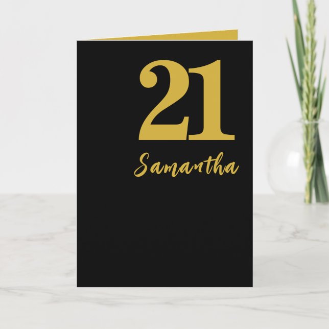 21:a födelsedagskortet, Eleganten Black and Guld Meddelande (Framsida)