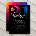 21:a födelsedagsmodern inbjudningar<br><div class="desc">Starta party i stil med den här moderna inbjudan till elegant födelsedag. Mörkens regnbågsspektrum och fet typografi ge utformar en roligt, en tillväxtvib. Perfekt för en födelsedagsfest utan tema för handjur, hondjur eller inget av ovanstående. Beställ dina utskrivna inbjudningar och party eller ladda ned dina digitala inbjudningar nu för en...</div>