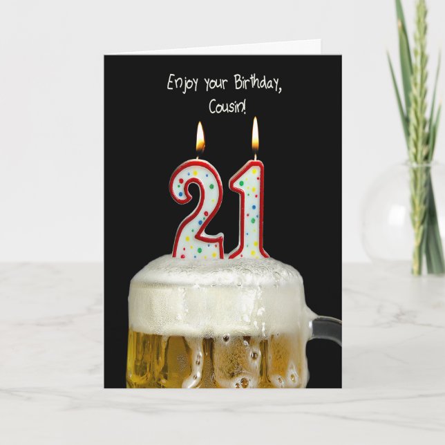 21:a födelsedagsöl för kusin kort (Framsida)