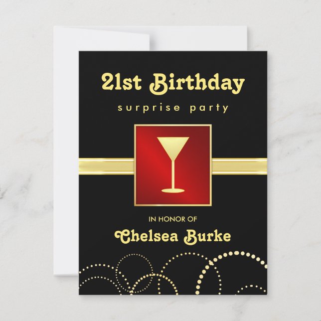 21:a födelsedagsöverraskningen Party - alla Tillfä Inbjudningar (Framsida)