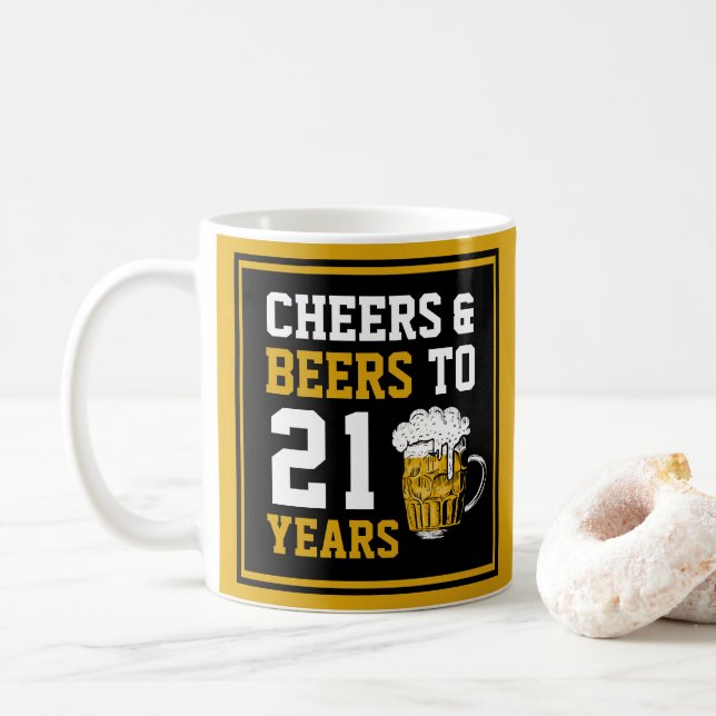 21:a födelsedagstjuren och Öl till 21 år Kaffemugg (Med munk)
