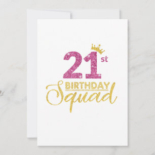 21:a födelsedagstorget Party Krona Rosa Guld Inbjudningar