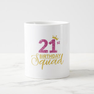 21:a födelsedagstorget Party Krona Rosa Guld Jumbo Mugg