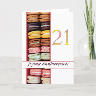21:a Franskens födelsedag: Macaron-Joyeux Annivers Kort