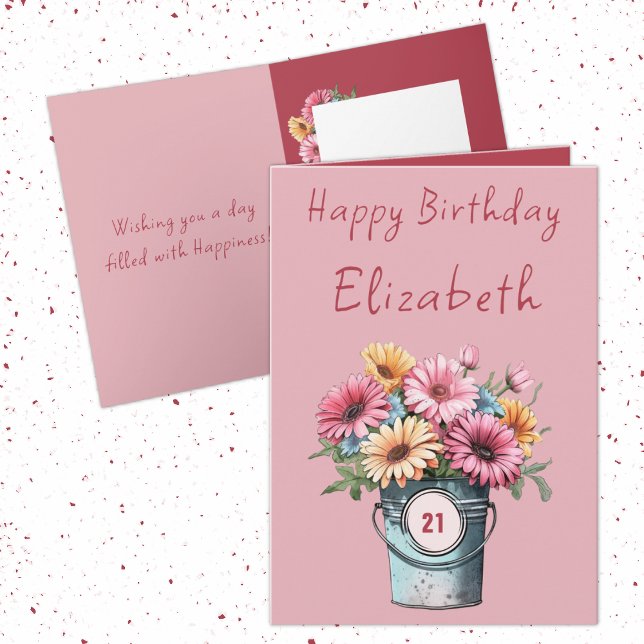 21:a gerbera-blommor namn rosa födelsedag kort (Skapare uppladdad)