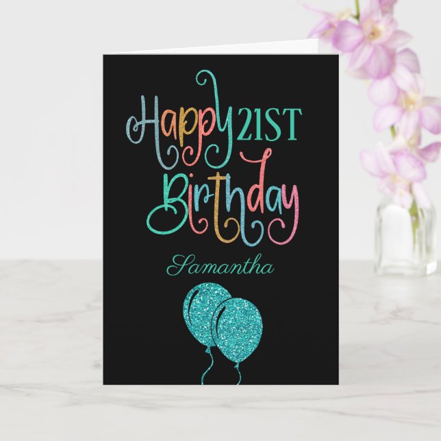 21:a Grattis på födelsedagen-Snyggten Namn färgsta Kort (Orkide)