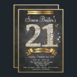 21:a Guld Diamond Chalkboard Birthday-inbjudan Inbjudningar<br><div class="desc">Bling Chalkboard Faux Guld Metallic Birthday-inbjudan med 21:a Gnistran Guld Diamond</div>